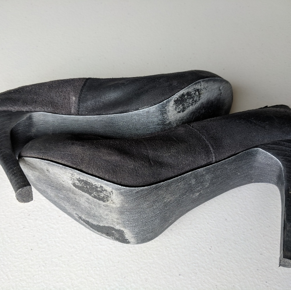 Grey suede heels